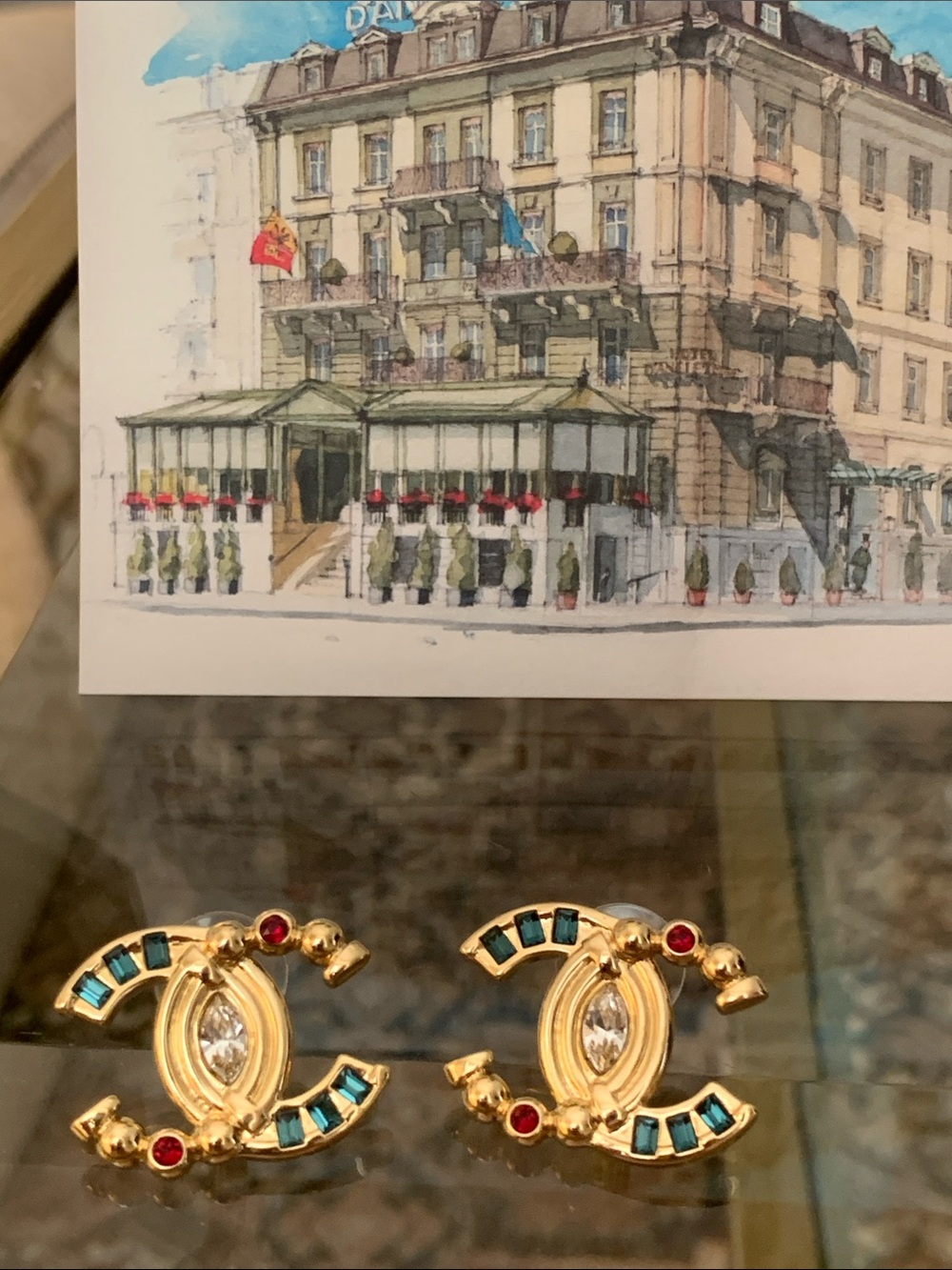 Absolutely stunning, limited edition authentic Chanel CC studs with crystals